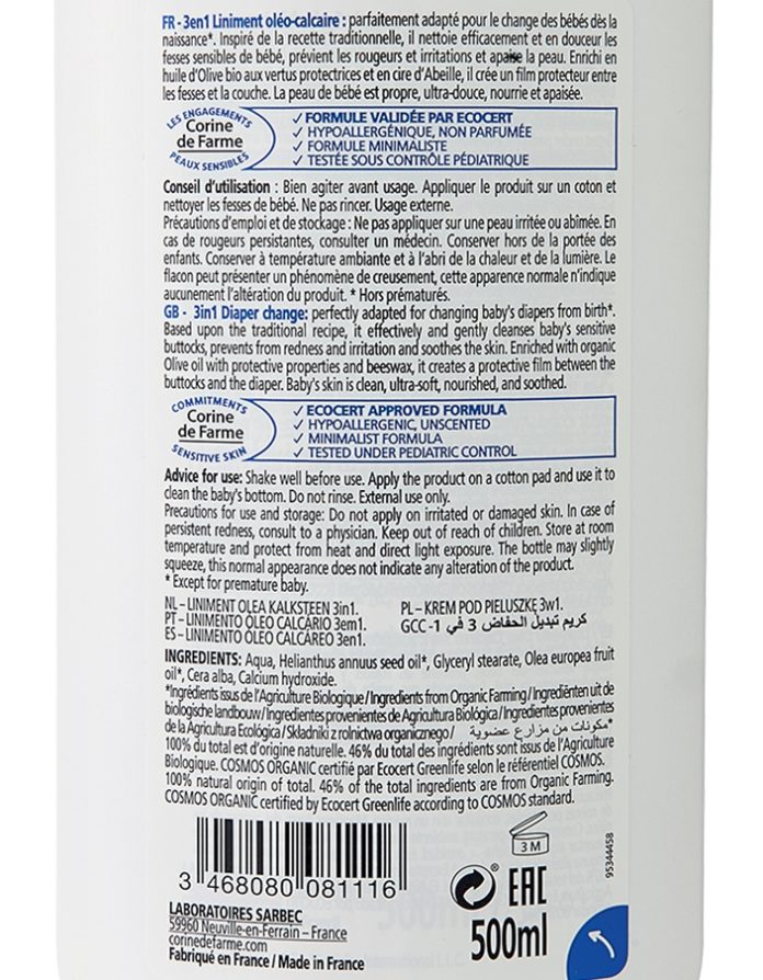 Pack 8 liniment oléo-calcaire certifié bio - Corine de Farme