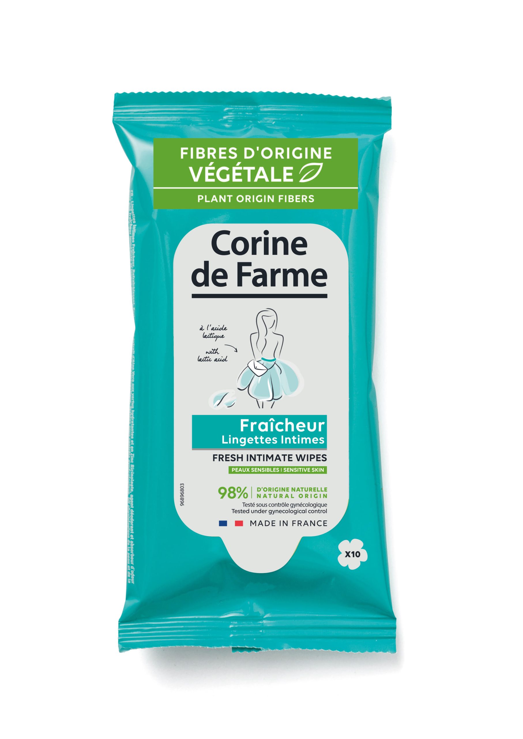 Les lingettes hygiène intime en fibre d’origine végétale par Corine de Farme