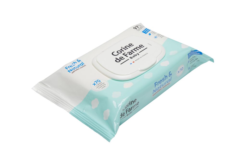 Lingettes change Fresh & Natural x70 Fibre d'origine végétale capot refermable