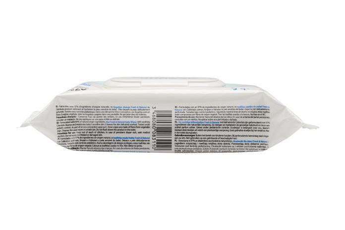 Lingettes change Fresh & Natural x70 Fibre d'origine végétale capot refermable
