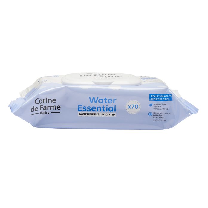 Lingettes change Water essential x70 Fibre d'origine végétale capot refermable