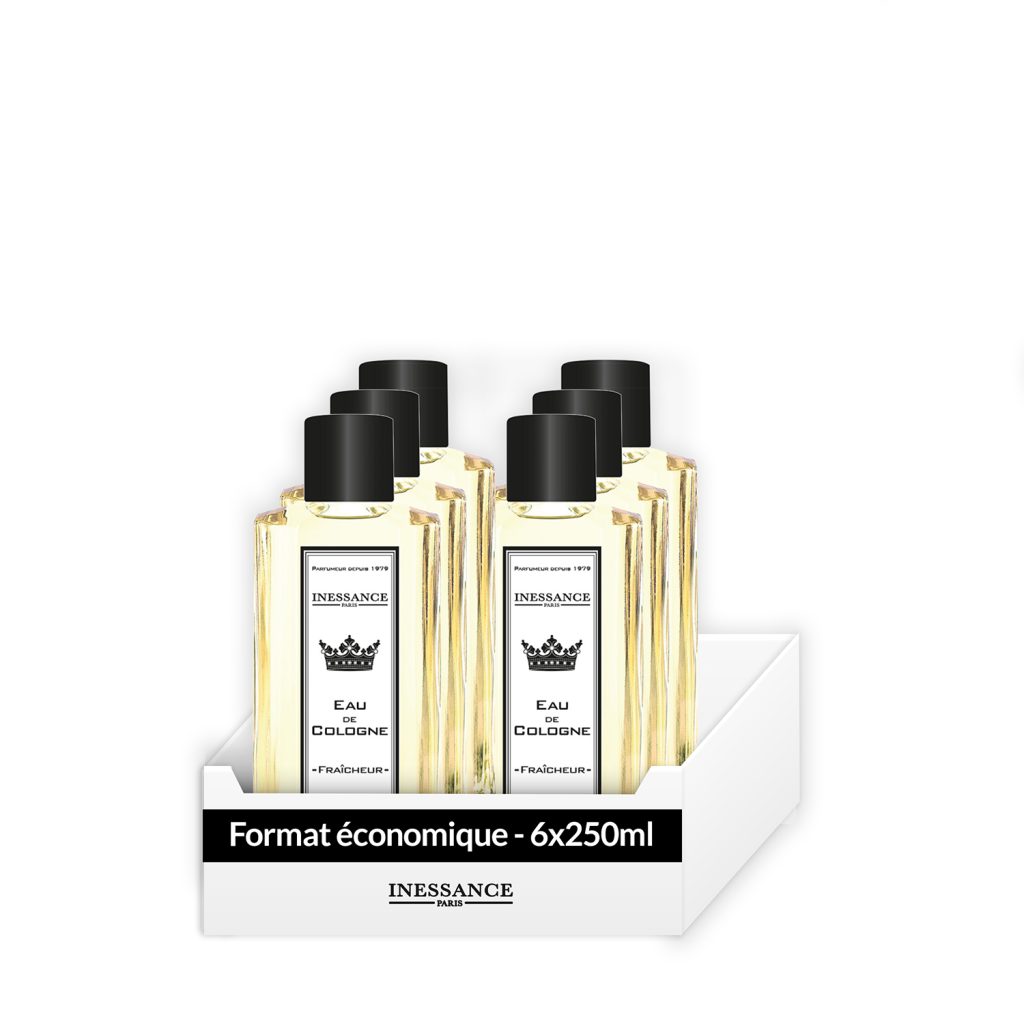 Eau de Cologne Fraicheur - Inessance Paris - Format économique x6 flacons de 200ml - Fabrication Française