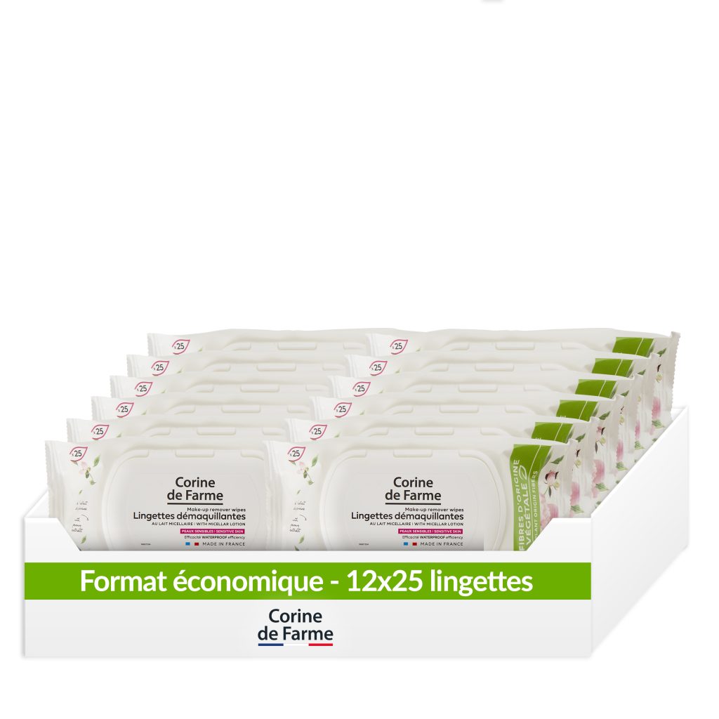 Lingettes Démaquillantes Micellaire compostables - Éco Pack x 12 - Corine  de Farme Site Officiel