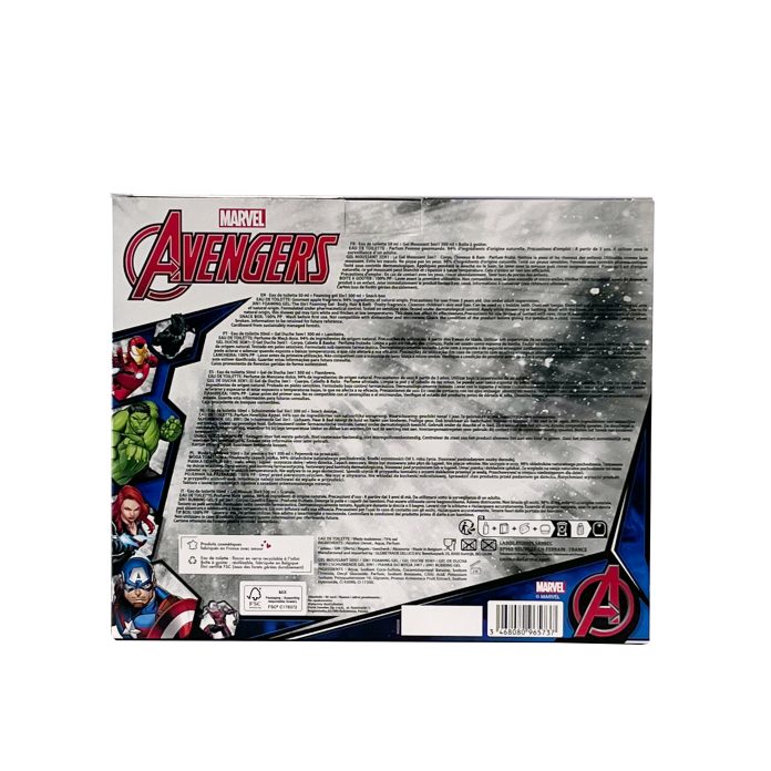 Coffret Avengers Corine de Farme avec eau de toilette, gel moussant et boite à gouter