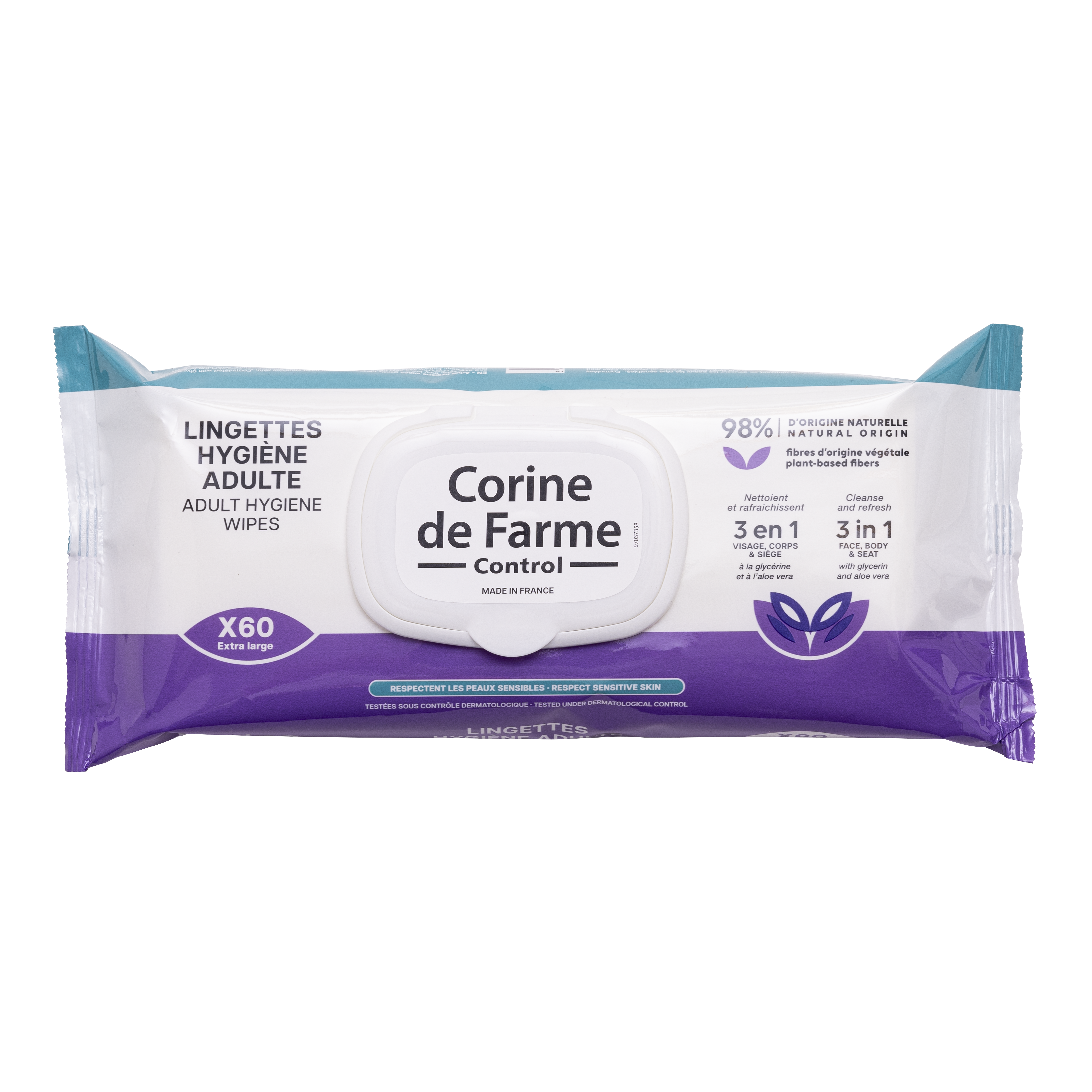 Lingette nettoyante corps adulte pour hygiène