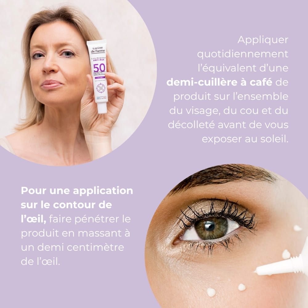 Conseils application fluide protecteur SPF50 anti age