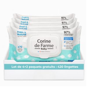 Pack de 6 lingettes bébé Fresh and natural