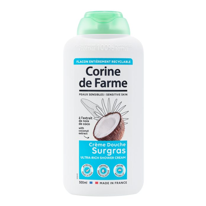 Eco-recharge crème douche surgras noix de coco pour peau sensible Corine de Farme