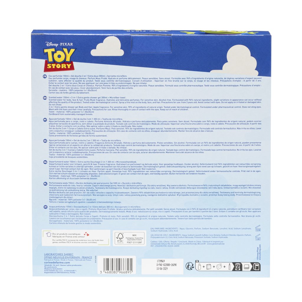 Coffret Toy Story Eau parfumée + Gel douche 2en1 + Serviette