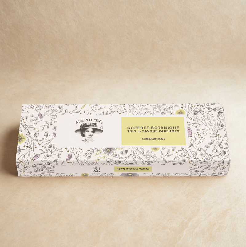 Coffret botanique beige background